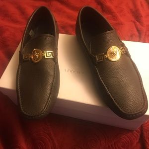 Brown and Gold Versace loafers